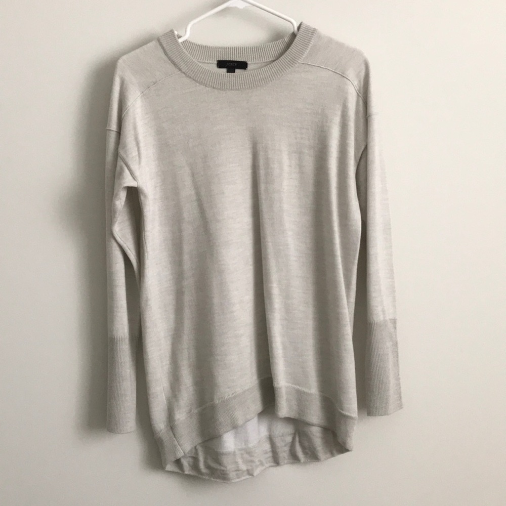 J Crew Marled Oatmeal Merino Wool Sweater
